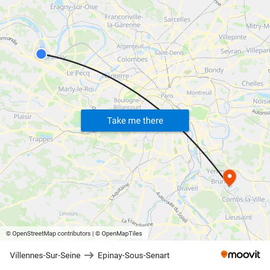 Villennes-Sur-Seine to Epinay-Sous-Senart map