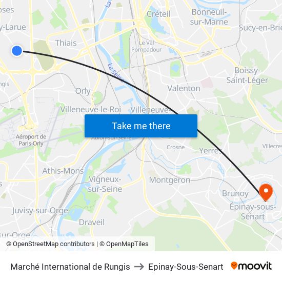 Marché International de Rungis to Epinay-Sous-Senart map