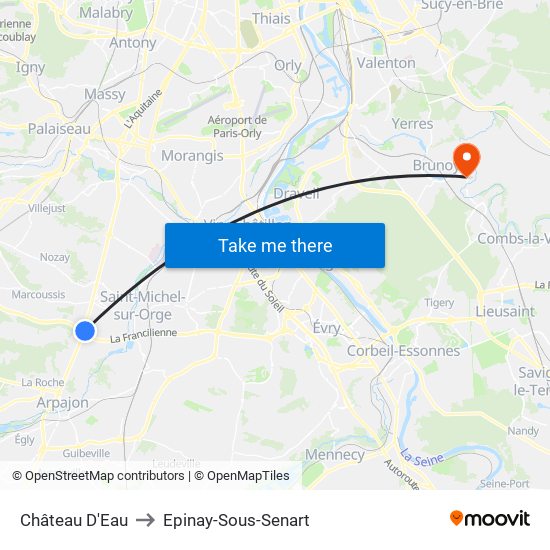 Château D'Eau to Epinay-Sous-Senart map
