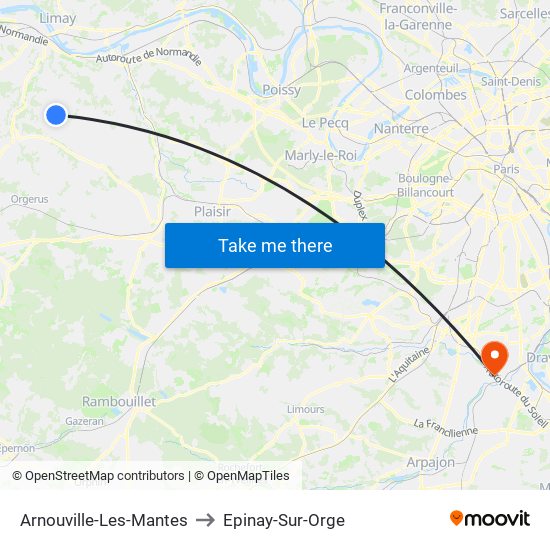 Arnouville-Les-Mantes to Epinay-Sur-Orge map