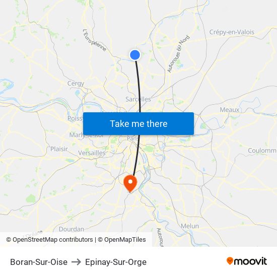 Boran-Sur-Oise to Epinay-Sur-Orge map