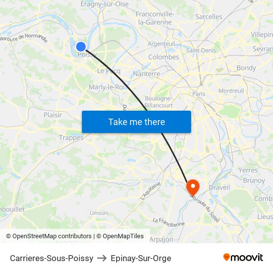 Carrieres-Sous-Poissy to Epinay-Sur-Orge map