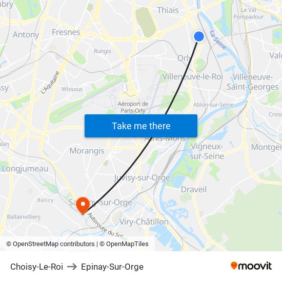 Choisy-Le-Roi to Epinay-Sur-Orge map