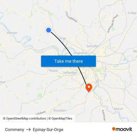 Commeny to Epinay-Sur-Orge map