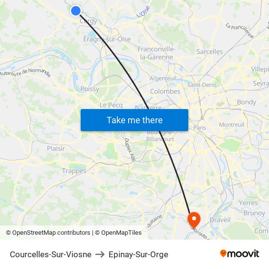 Courcelles-Sur-Viosne to Epinay-Sur-Orge map