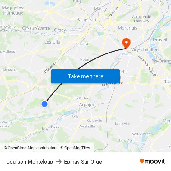 Courson-Monteloup to Epinay-Sur-Orge map
