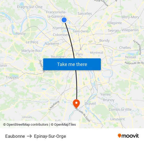 Eaubonne to Epinay-Sur-Orge map