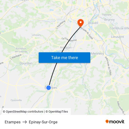 Etampes to Epinay-Sur-Orge map