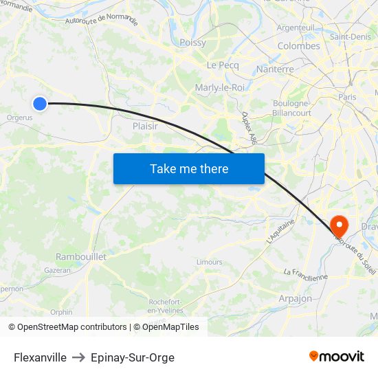 Flexanville to Epinay-Sur-Orge map
