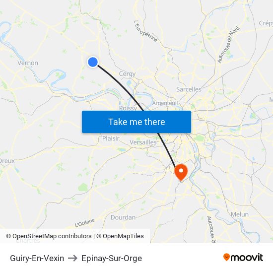 Guiry-En-Vexin to Epinay-Sur-Orge map