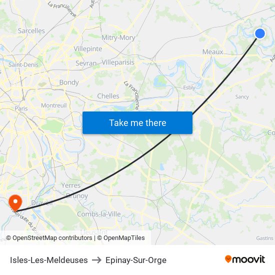 Isles-Les-Meldeuses to Epinay-Sur-Orge map