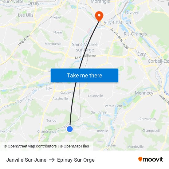 Janville-Sur-Juine to Epinay-Sur-Orge map