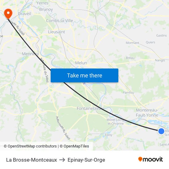 La Brosse-Montceaux to Epinay-Sur-Orge map