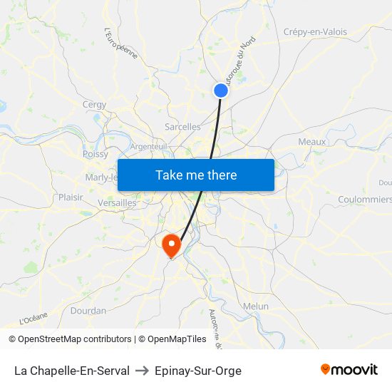 La Chapelle-En-Serval to Epinay-Sur-Orge map