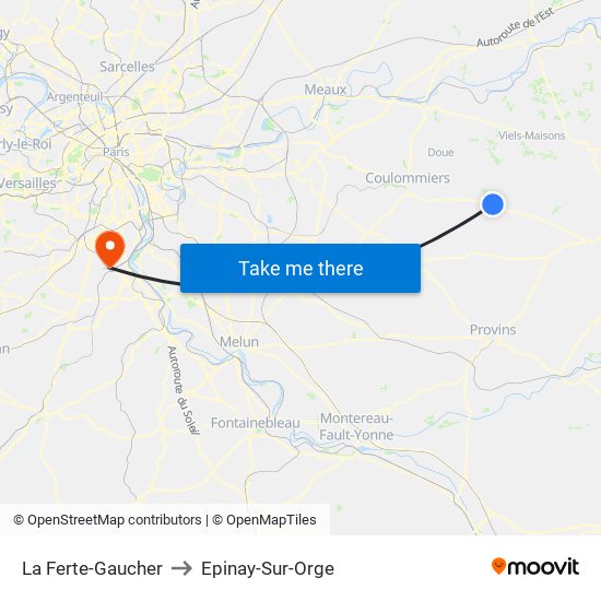 La Ferte-Gaucher to Epinay-Sur-Orge map