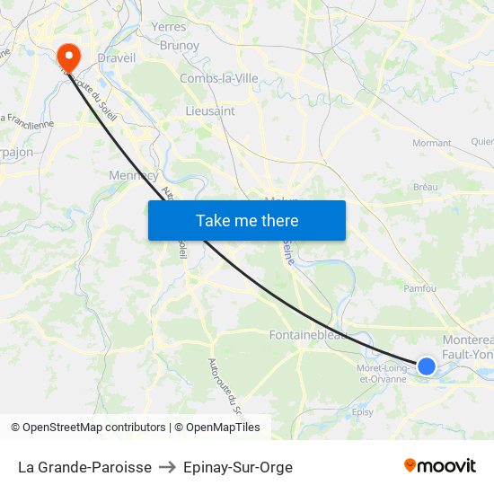 La Grande-Paroisse to Epinay-Sur-Orge map