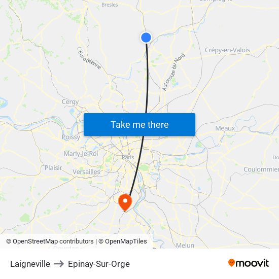 Laigneville to Epinay-Sur-Orge map