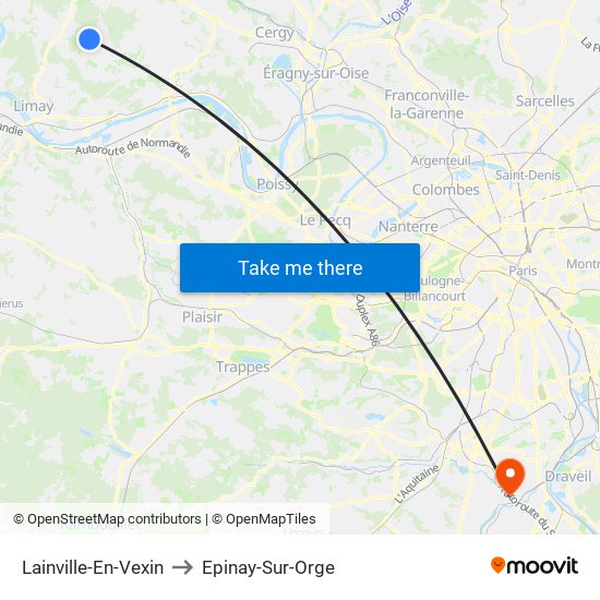 Lainville-En-Vexin to Epinay-Sur-Orge map