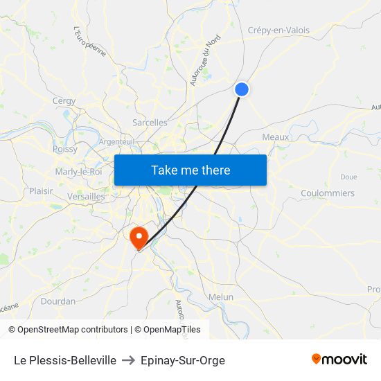 Le Plessis-Belleville to Epinay-Sur-Orge map