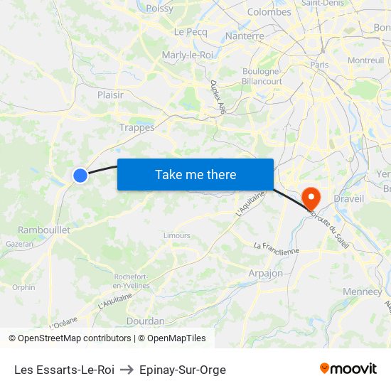 Les Essarts-Le-Roi to Epinay-Sur-Orge map