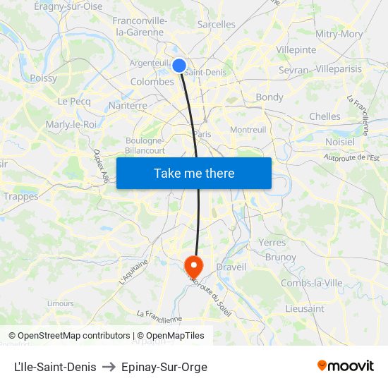L'Ile-Saint-Denis to Epinay-Sur-Orge map