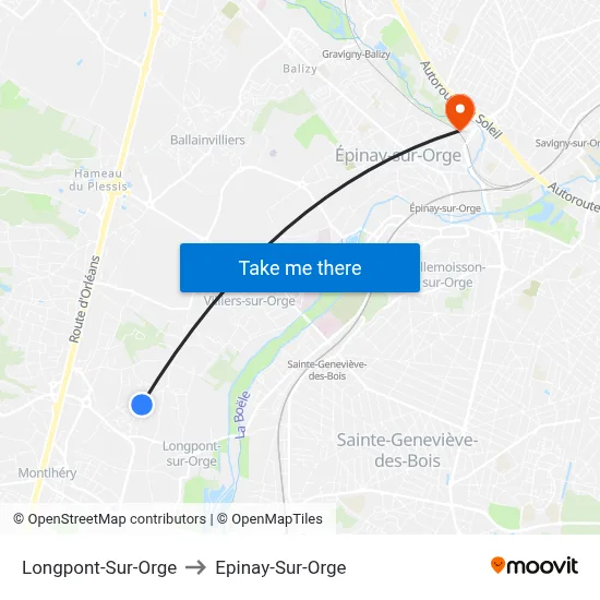 Longpont-Sur-Orge to Epinay-Sur-Orge map