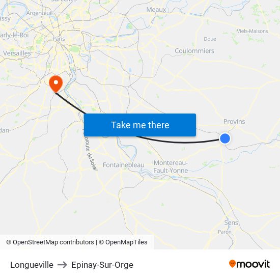 Longueville to Epinay-Sur-Orge map