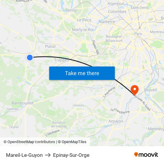 Mareil-Le-Guyon to Epinay-Sur-Orge map