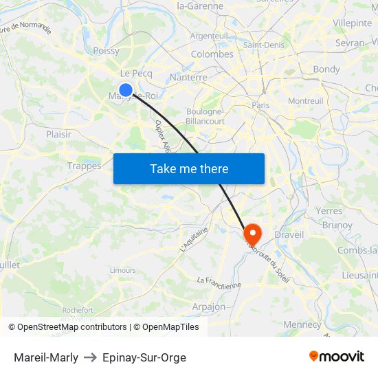 Mareil-Marly to Epinay-Sur-Orge map