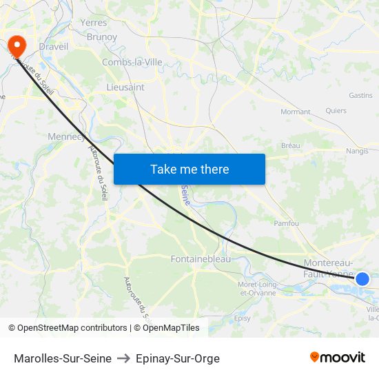 Marolles-Sur-Seine to Epinay-Sur-Orge map