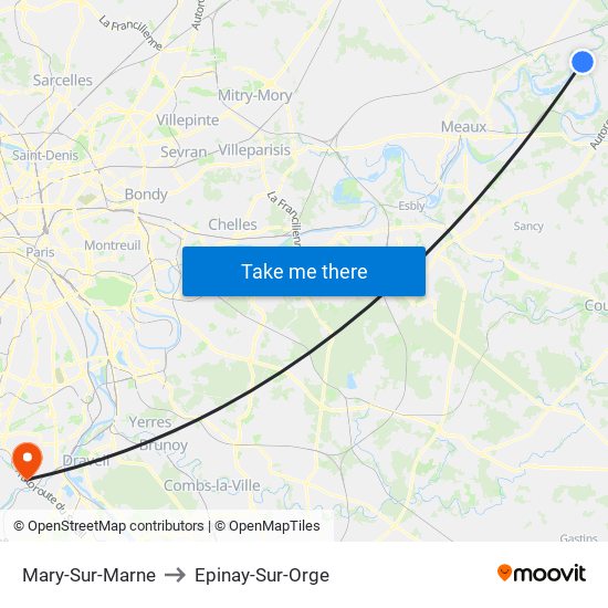 Mary-Sur-Marne to Epinay-Sur-Orge map