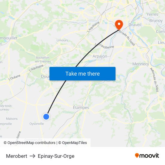 Merobert to Epinay-Sur-Orge map