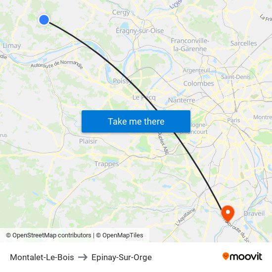 Montalet-Le-Bois to Epinay-Sur-Orge map