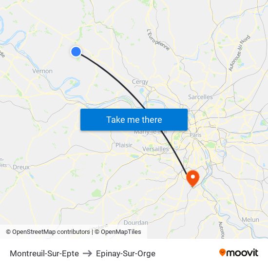 Montreuil-Sur-Epte to Epinay-Sur-Orge map