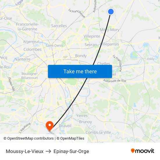 Moussy-Le-Vieux to Epinay-Sur-Orge map
