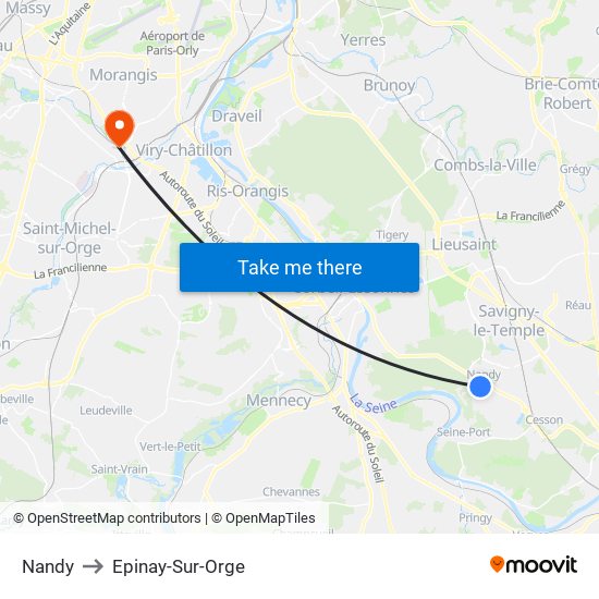 Nandy to Epinay-Sur-Orge map