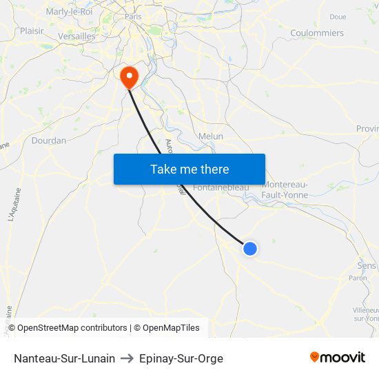 Nanteau-Sur-Lunain to Epinay-Sur-Orge map