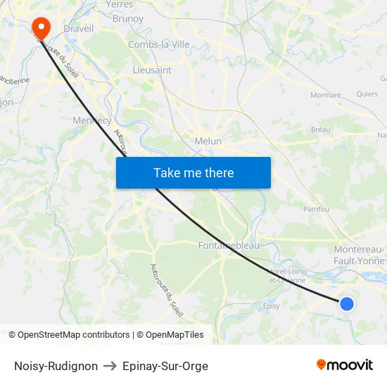 Noisy-Rudignon to Epinay-Sur-Orge map