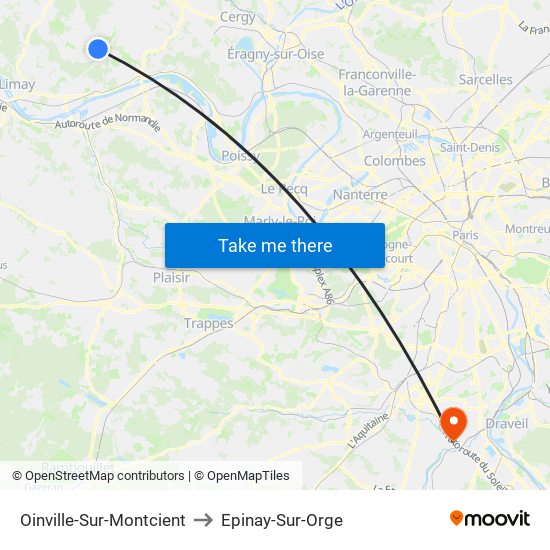 Oinville-Sur-Montcient to Epinay-Sur-Orge map