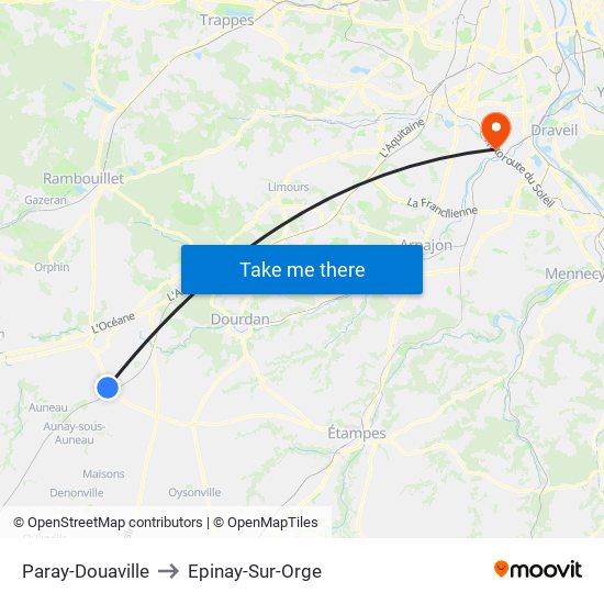 Paray-Douaville to Epinay-Sur-Orge map