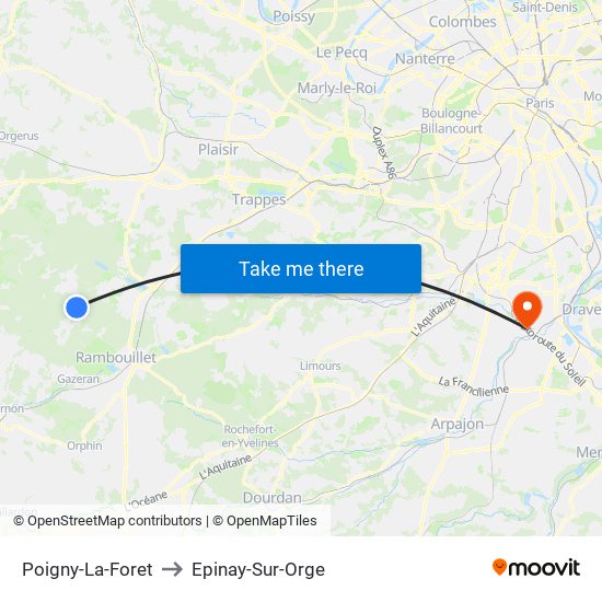 Poigny-La-Foret to Epinay-Sur-Orge map