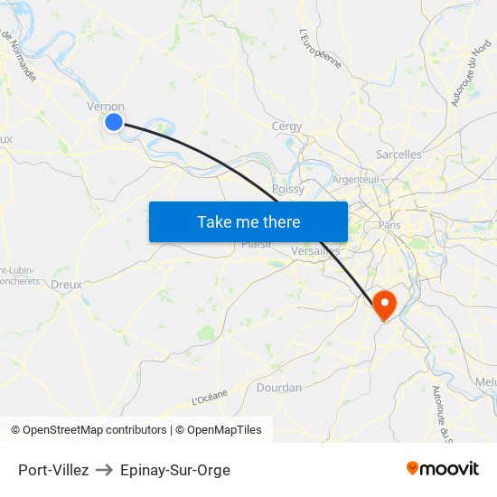 Port-Villez to Epinay-Sur-Orge map