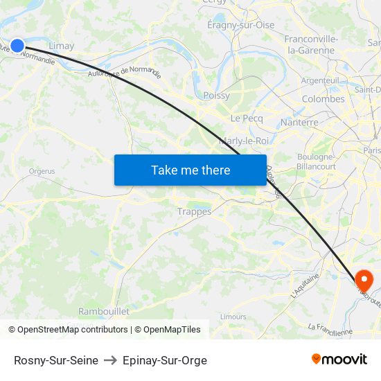 Rosny-Sur-Seine to Epinay-Sur-Orge map