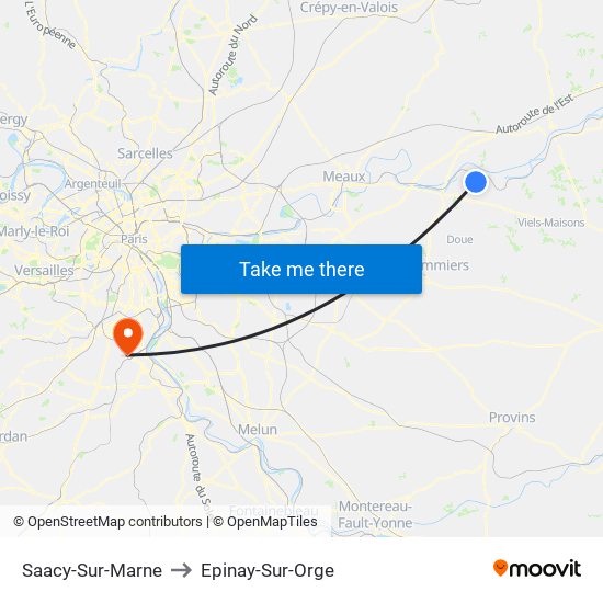 Saacy-Sur-Marne to Epinay-Sur-Orge map