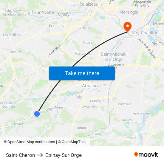 Saint-Cheron to Epinay-Sur-Orge map