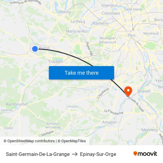 Saint-Germain-De-La-Grange to Epinay-Sur-Orge map