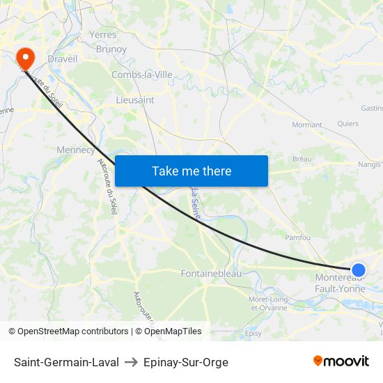 Saint-Germain-Laval to Epinay-Sur-Orge map