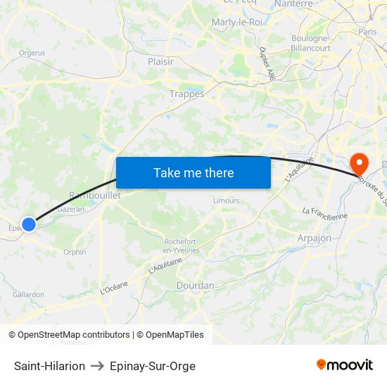 Saint-Hilarion to Epinay-Sur-Orge map