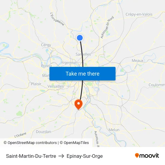 Saint-Martin-Du-Tertre to Epinay-Sur-Orge map