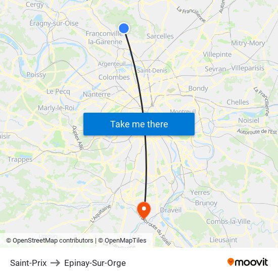 Saint-Prix to Epinay-Sur-Orge map